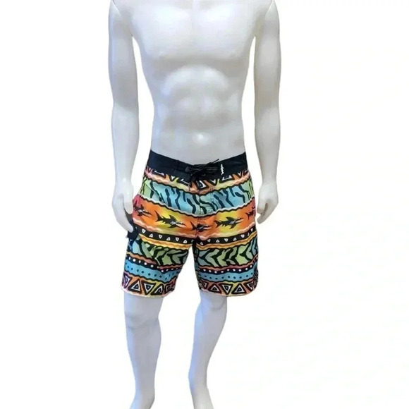 Maui and Sons Shark Multi Coloured Graphic Board Shorts Size Large - Picture 4 of 11